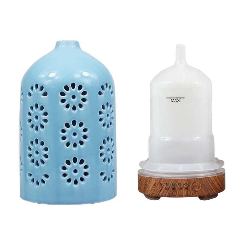 Ceramic Ultrasonic Aroma Diffuser – Timer Function, LED Lights & Essential Oil Diffuser