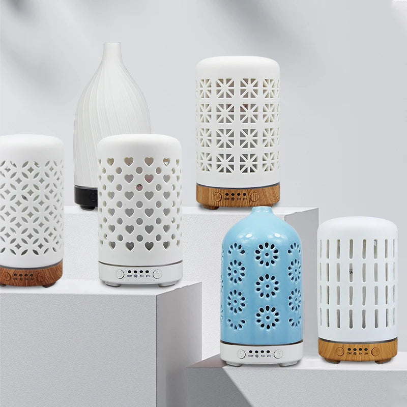 Ceramic Ultrasonic Aroma Diffuser – Timer Function, LED Lights & Essential Oil Diffuser