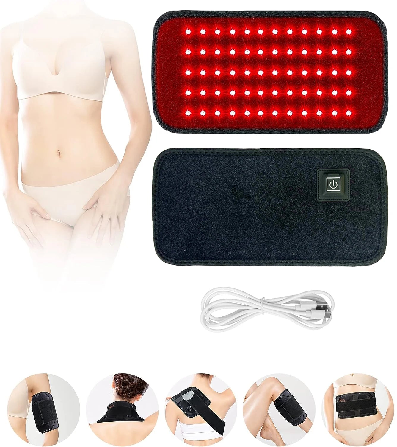 60 LED Red & Infrared Light Therapy Belt – 660nm & 850nm Wrap for Back, Waist & Full Body