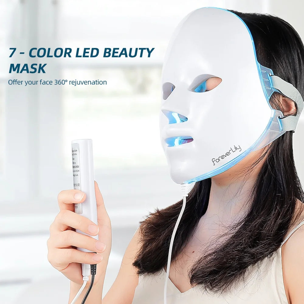 7-Colour LED Facial Mask – Phototherapy for Acne, Whitening & Anti-Wrinkle Skin Care