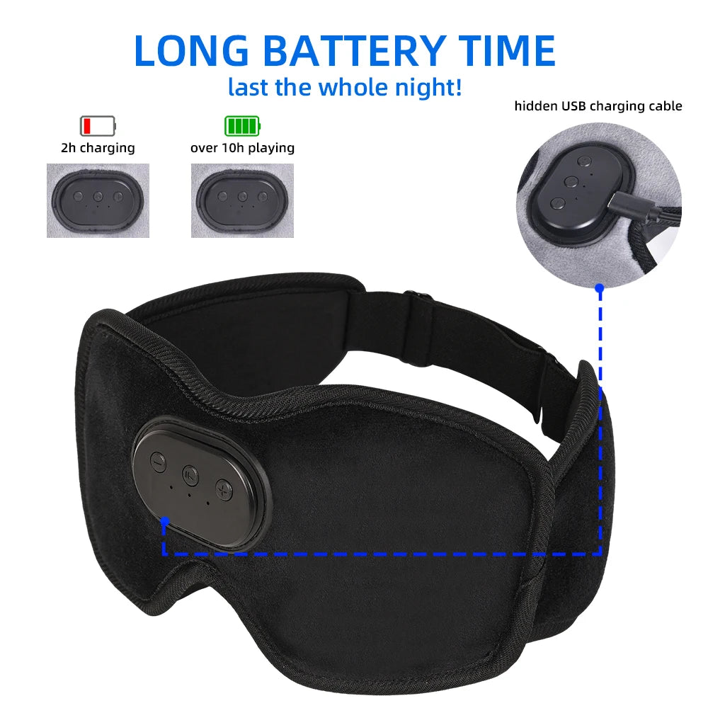 Bluetooth 5.2 Sleep Headphones Eye Mask – Cooling Eye Shade with Ultra-Thin Speakers for Travel & Sleep