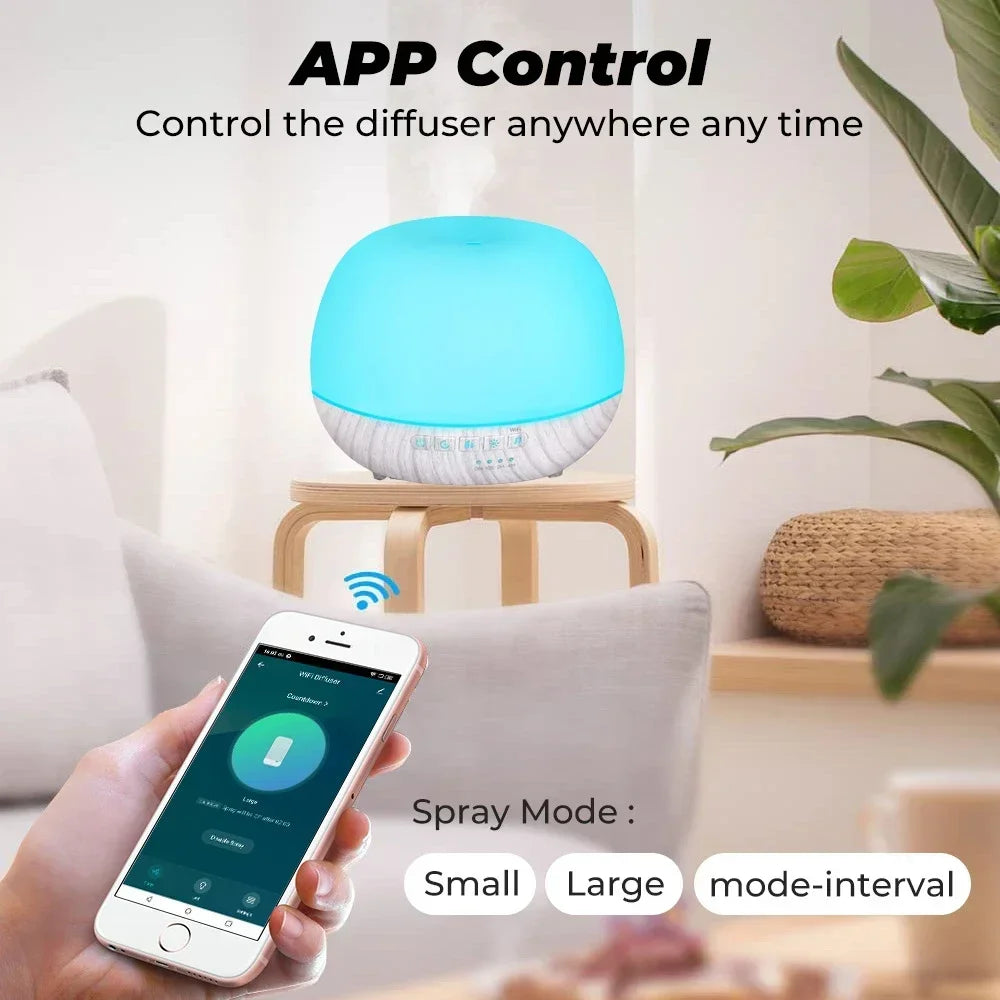 Smart WiFi 500ml Aromatherapy Diffuser – Tuya App, Alexa & Google Home, 7 LED Colours