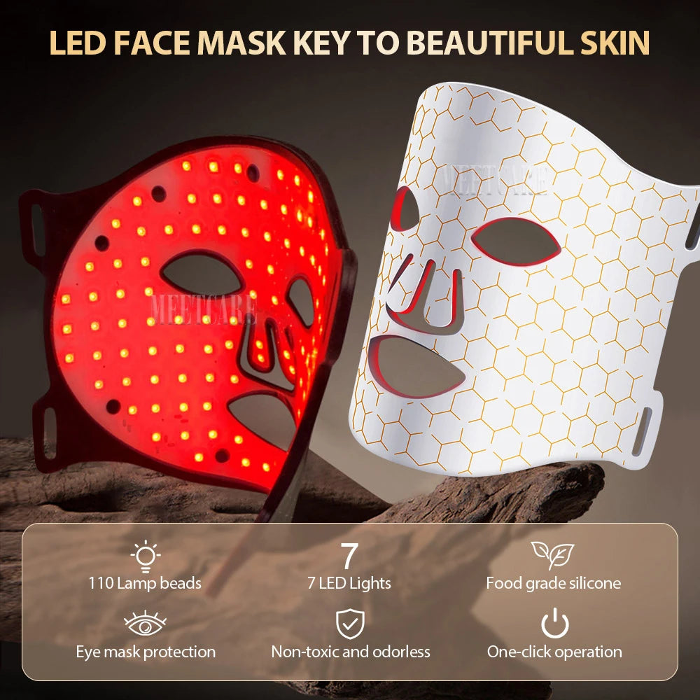 7-Colour LED Facial Mask – Silicone Photon Therapy for Pore Tightening, Whitening & Skin Repair