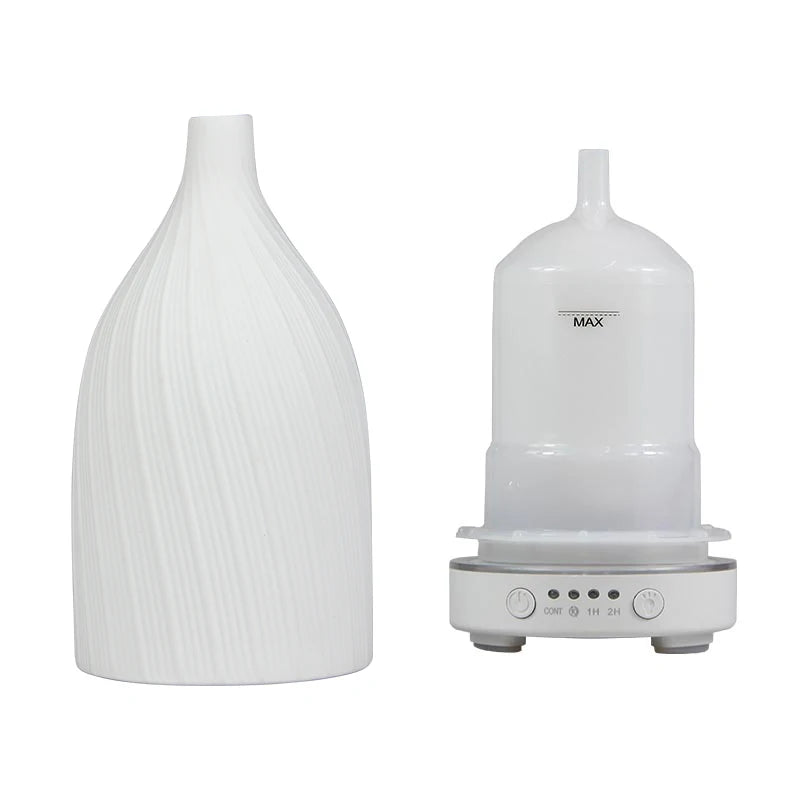 Ceramic Ultrasonic Aroma Diffuser – Timer, LED Lights & Desktop Essential Oil Humidifier