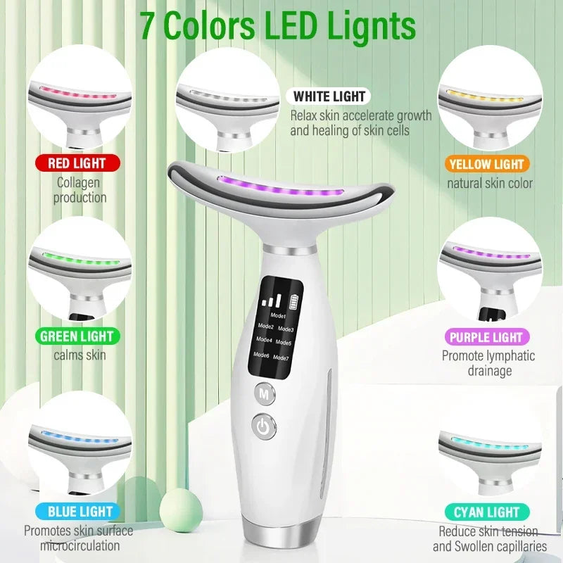 EMS Neck & Face Lifter – 7 Modes LED Photon Therapy for Skin Tightening & Double Chin Removal
