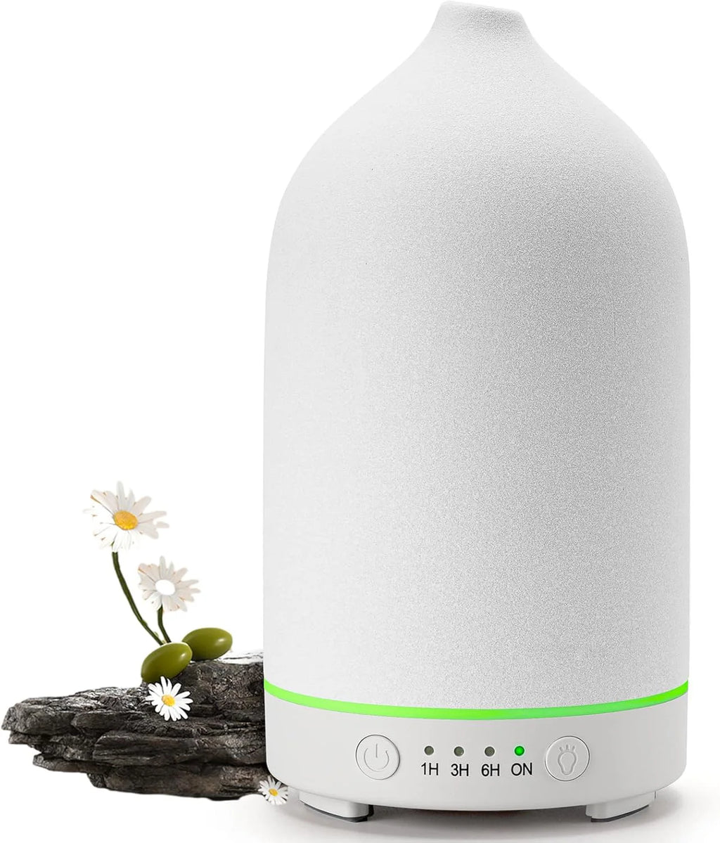 Ceramic Aroma Diffuser – Aromatherapy Cool Mist Ultrasonic Humidifier with 7 LED Colours