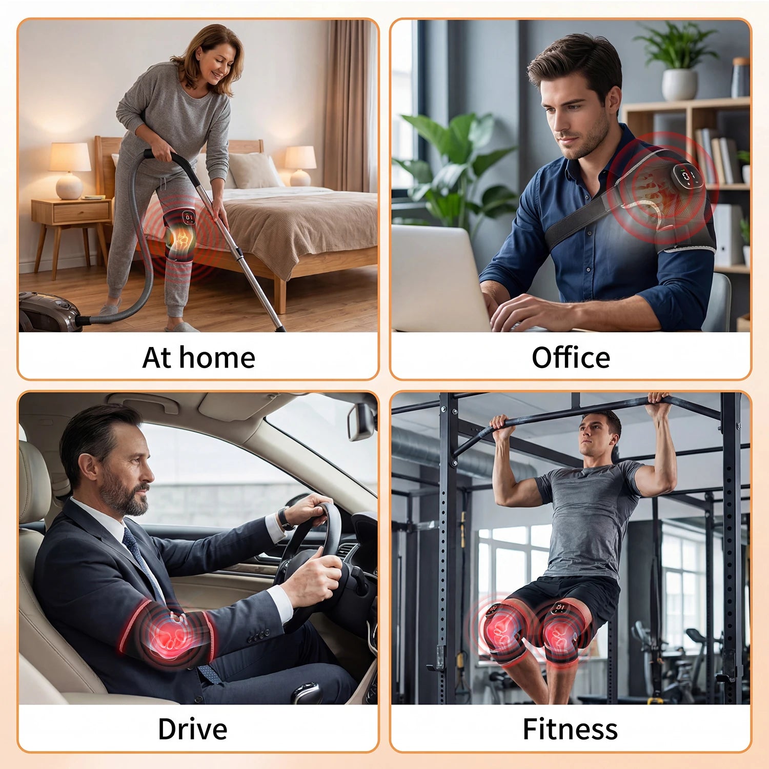 USB 3-in-1 Red Light Therapy Brace – 660nm & 850nm Infrared Heat + Vibration for Knee, Shoulder & Elbow