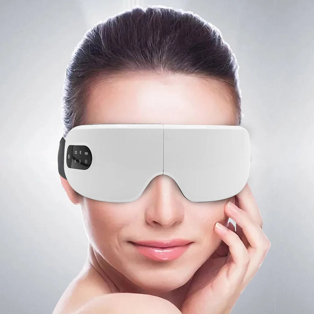 Smart Electric Eye Massager – Air Pressure, Hot Compress, Foldable & Bluetooth Music