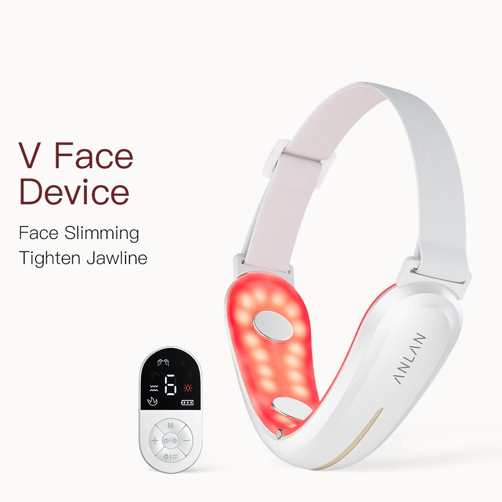 ANLAN V-Face Lifting Device – 4-Pole EMS Double Chin Removal with Red & Blue Light