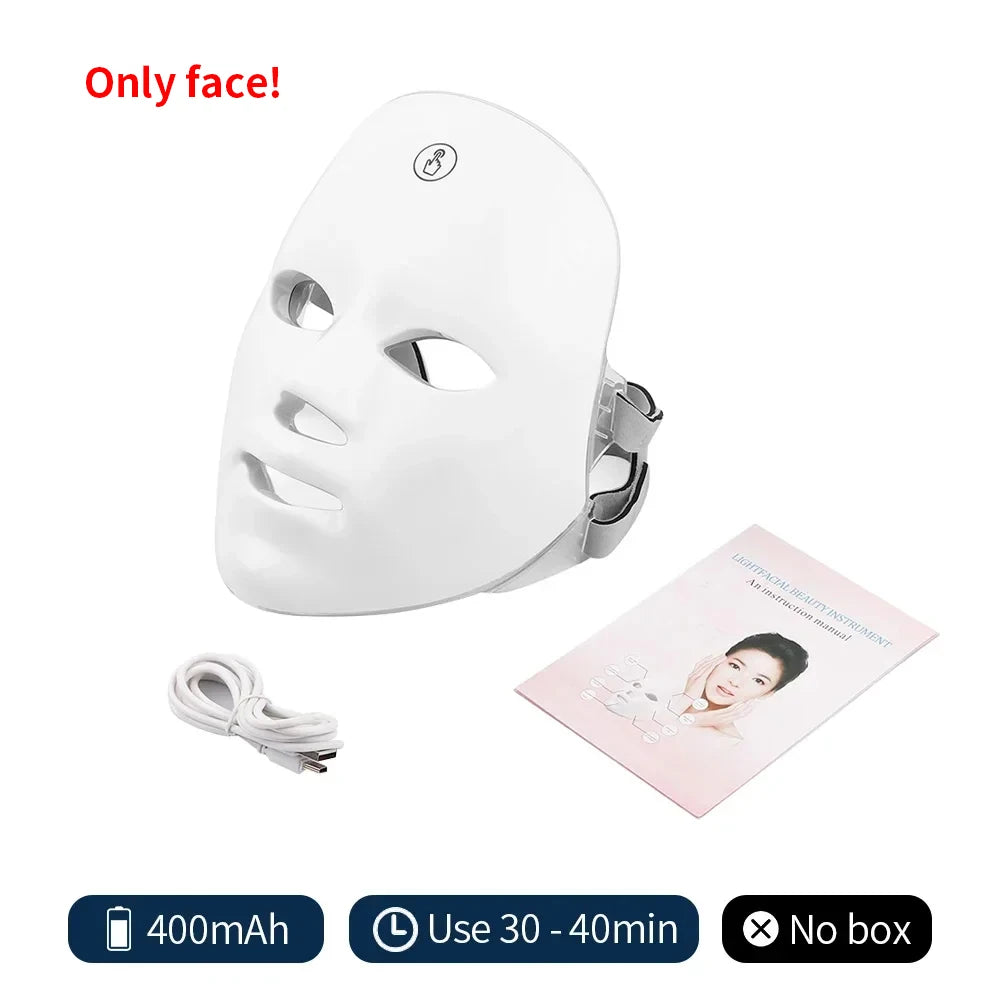 Wireless 7-Colour LED Face & Neck Mask – Photon Anti-Ageing & Skin Rejuvenation