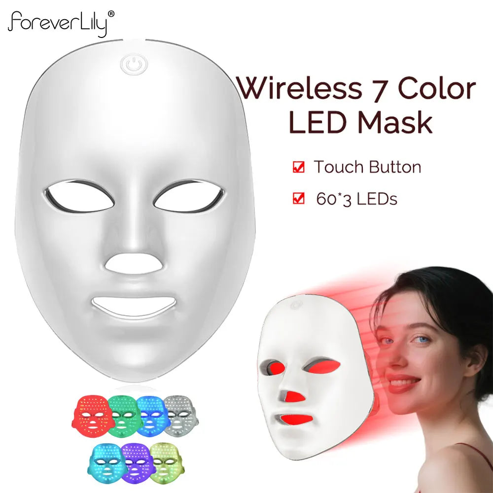 Wireless 7-Colour LED Face & Neck Mask – Photon Anti-Ageing & Skin Rejuvenation