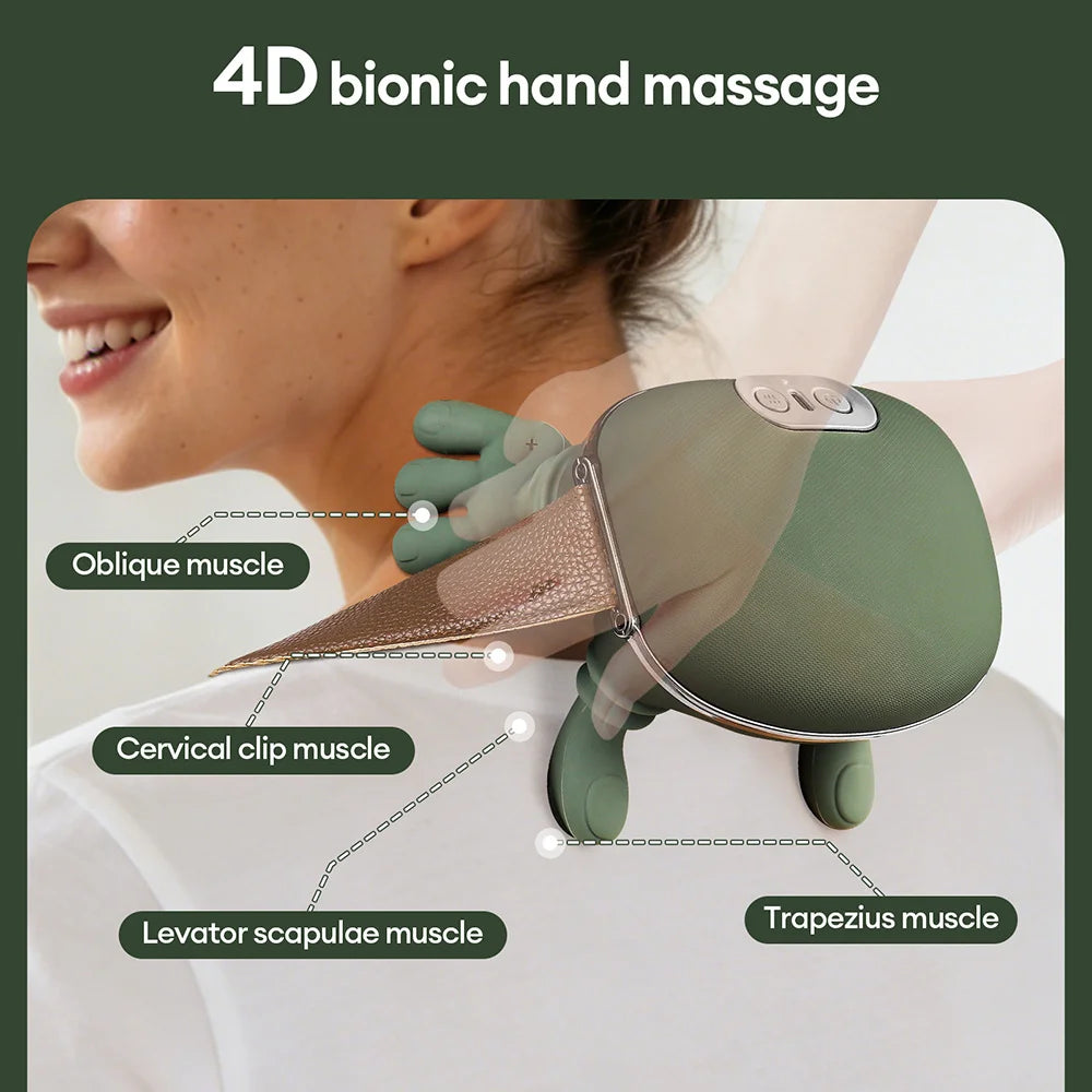 4D Bionic Finger Neck & Shoulder Massager Shawl – Wireless Kneading with Heat