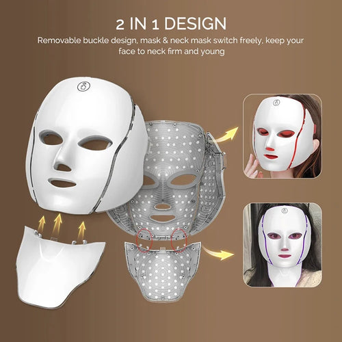 7-Colour LED Facial & Neck Mask – Red Light Therapy for Anti-Ageing, Brightening & Rejuvenation