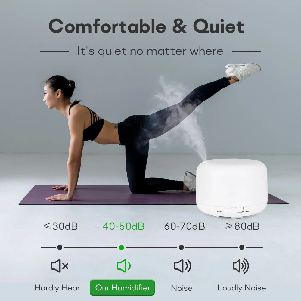 Essential Oil Diffuser & Humidifier – 300ml / 500ml / 1000ml with LED Lights & Remote Control