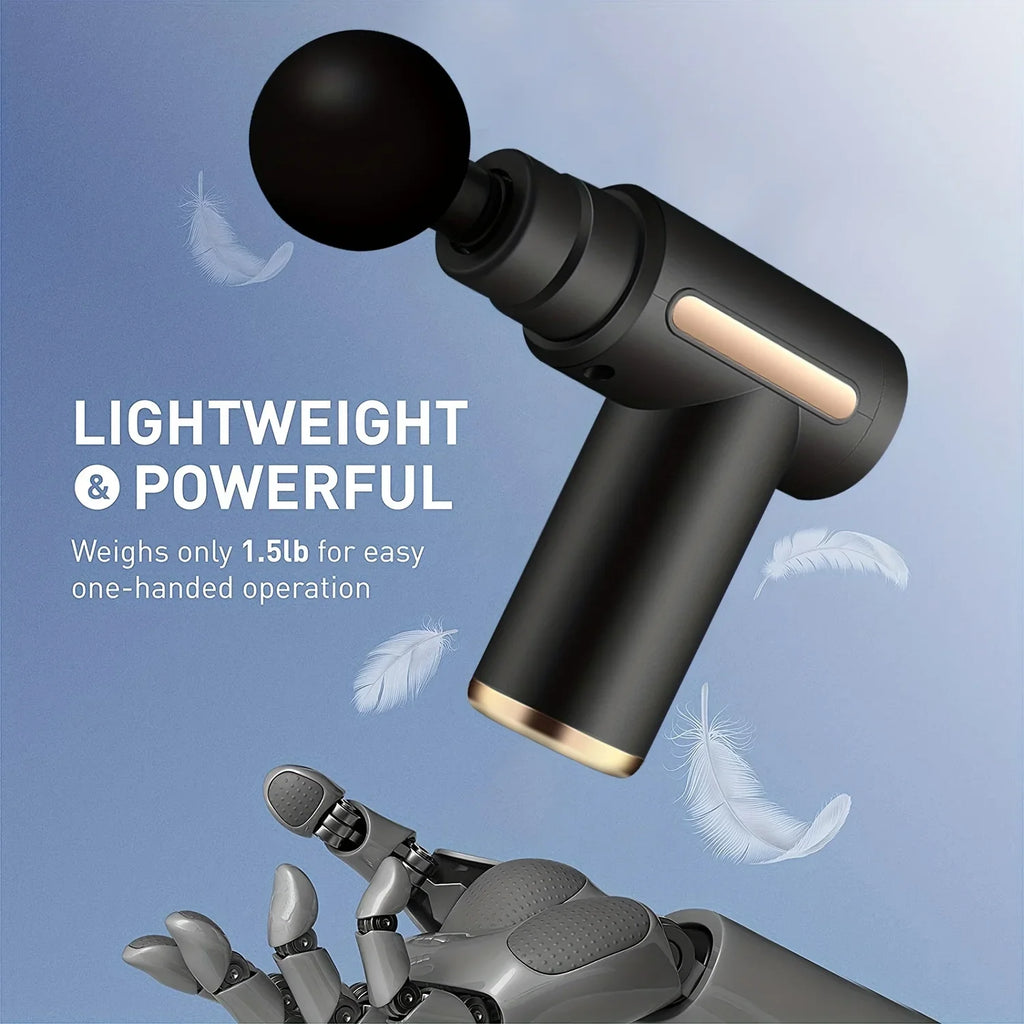 Portable Percussion Massage Gun – 4 Heads, LED Touch Screen, Deep Muscle Relief