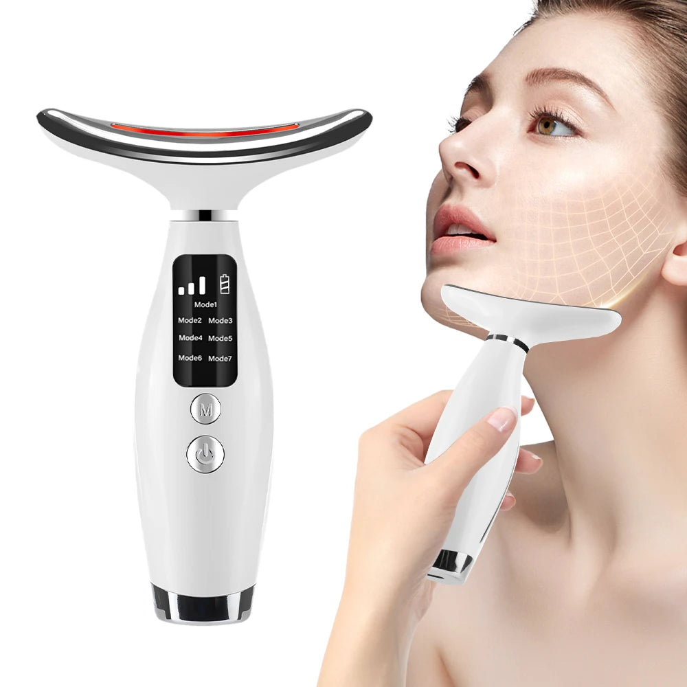 Neck & Face Beauty Device – 7 Modes Vibration Massage for Neck Lines & Face Lifting