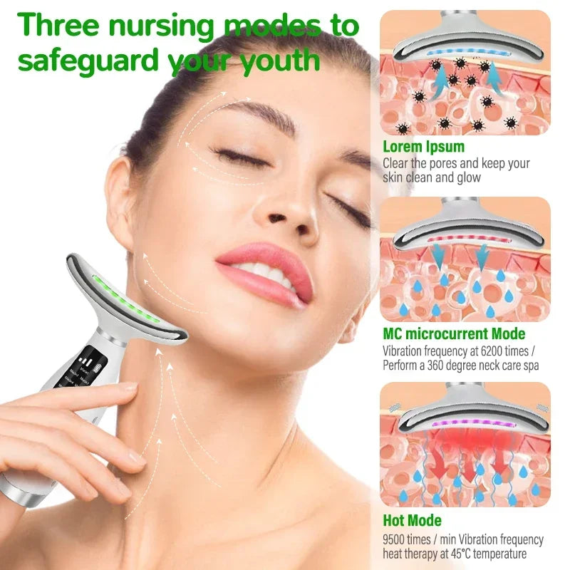 EMS Neck & Face Lifter – 7 Modes LED Photon Therapy for Skin Tightening & Double Chin Removal