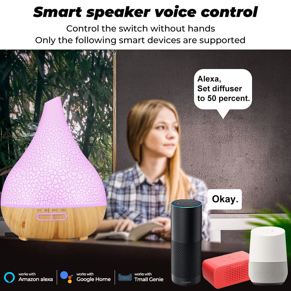Tuya WiFi Smart Aroma Diffuser – Works with Google Home & Alexa, Ultrasonic Humidifier