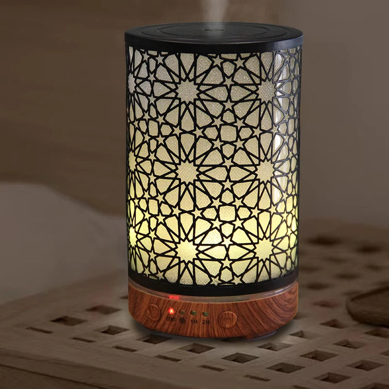 100ml Hollow Ultrasonic Essential Oil Diffuser – Timer, LED Light & Smart Home Aroma