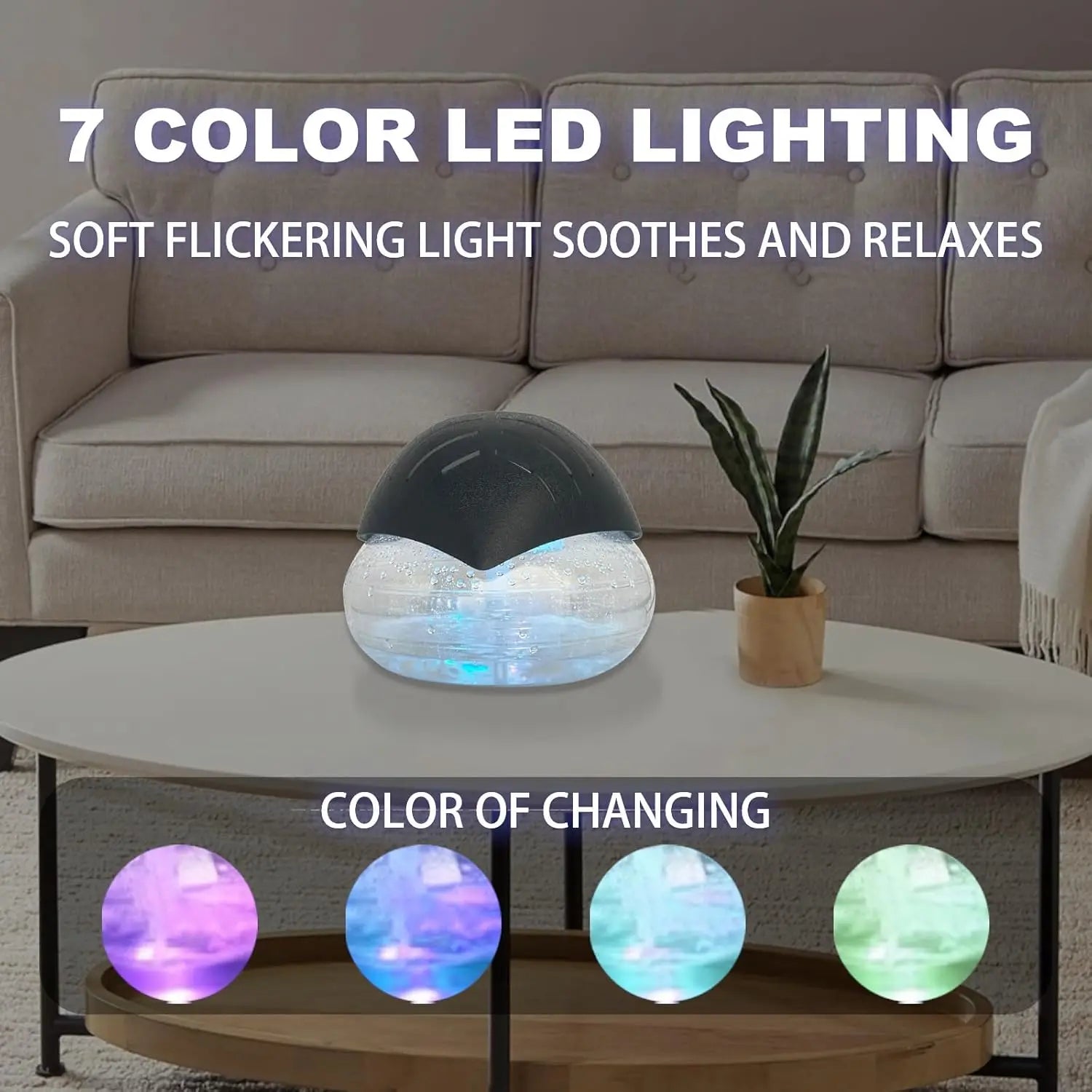 Water-Based Air Purifier & Aroma Diffuser – 7 LED Colour Night Light & Essential Oil