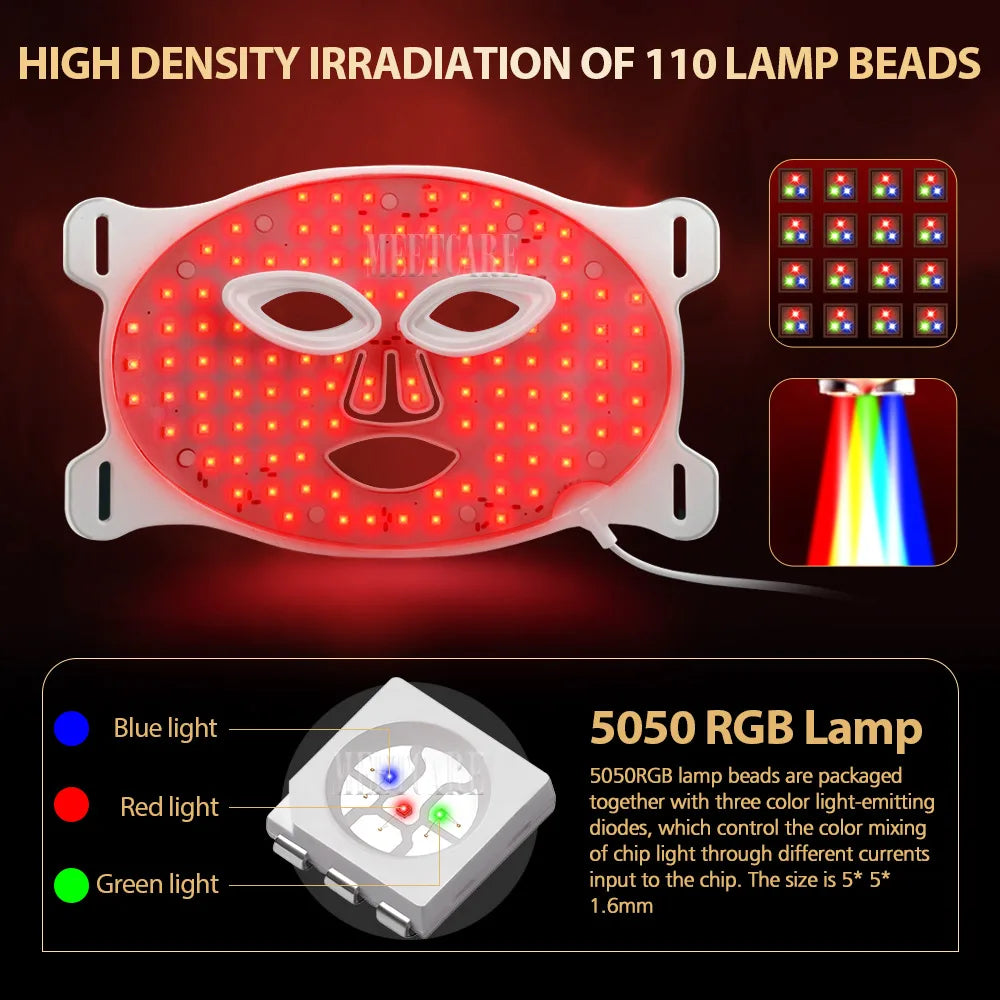 7-Colour LED Facial Mask – Silicone Photon Therapy for Pore Tightening, Whitening & Skin Repair
