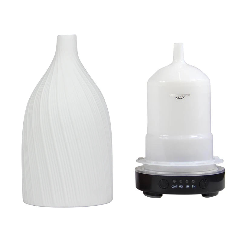 Ceramic Ultrasonic Aroma Diffuser – Timer, LED Lights & Desktop Essential Oil Humidifier