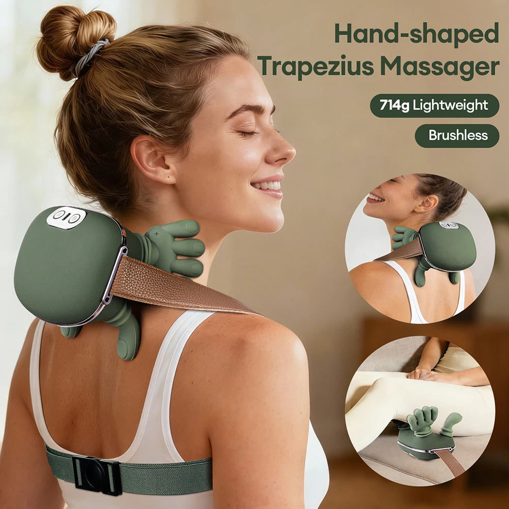 4D Bionic Finger Neck & Shoulder Massager Shawl – Wireless Kneading with Heat