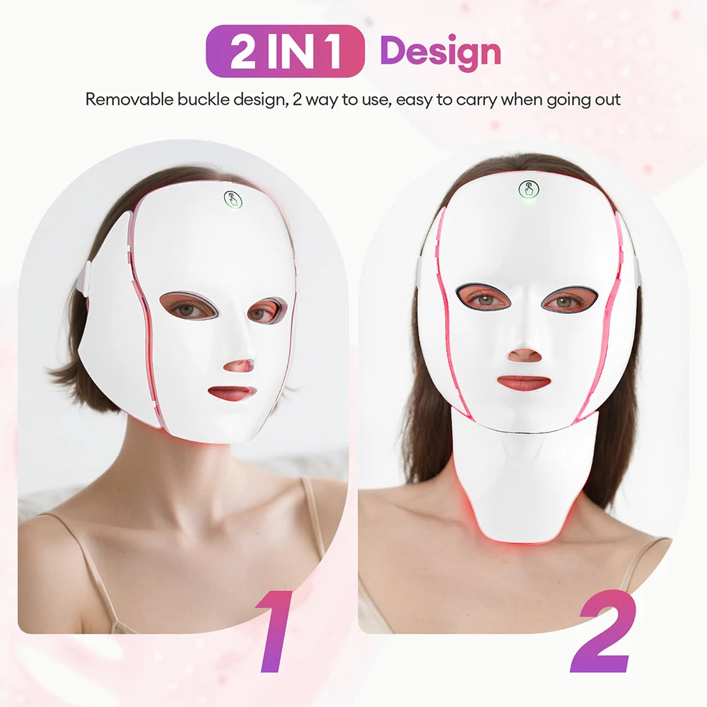 7-Colour LED Face & Neck Beauty Mask – Red Light Photon Therapy for Anti-Ageing & Skin Repair