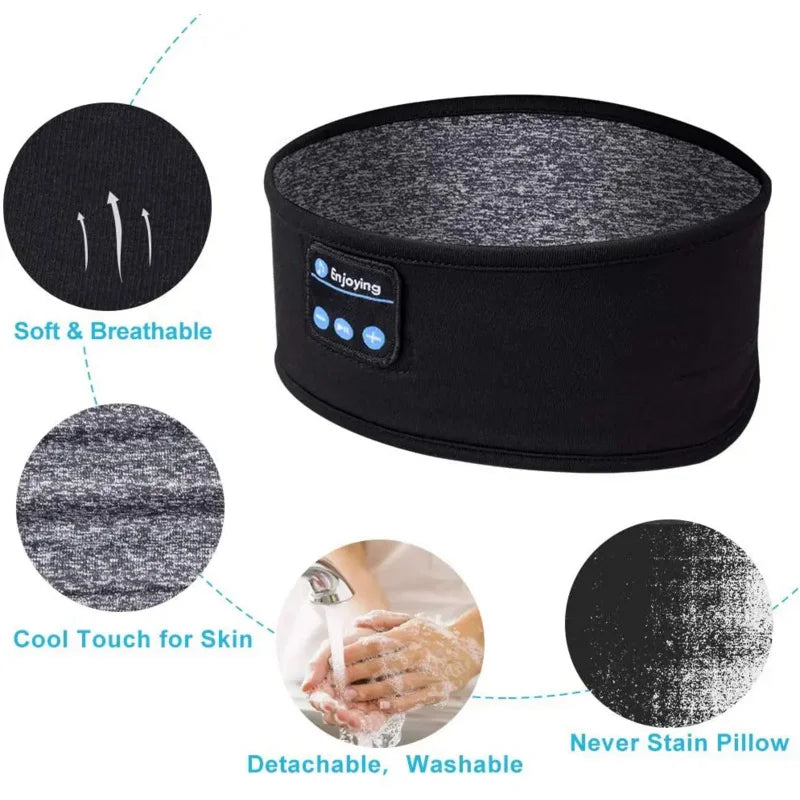 Bluetooth Sleeping Headphones Headband – Thin Soft Wireless Music Eye Mask for Side Sleepers