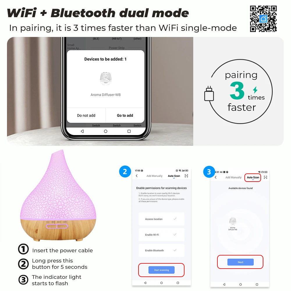 Tuya WiFi Smart Humidifier & Aroma Diffuser – Works with Google Home & Alexa