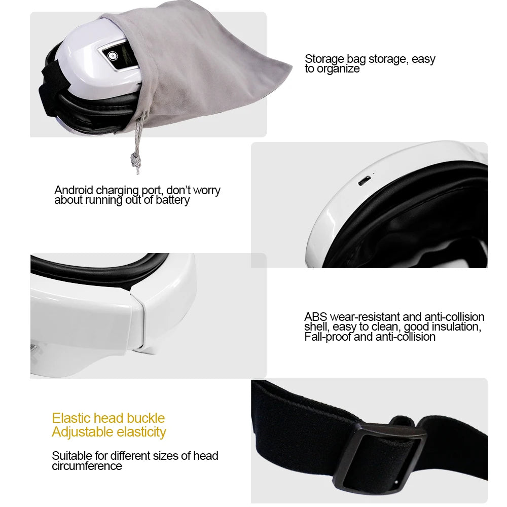 Smart Foldable Eye Massager – Kneading, Vibration, Airbag & Bluetooth Music Eye Care