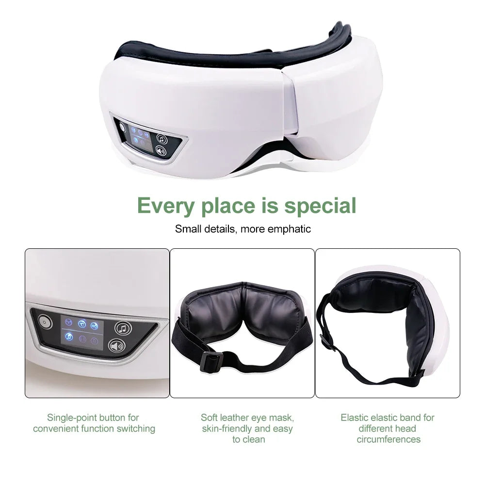 Smart Eye Massager – Vibration, Airbag Compression, Foldable & Bluetooth Music Eye Care