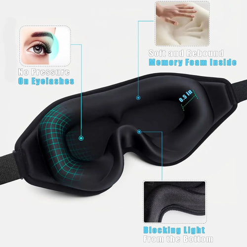 3D Sleep Eye Mask with Noise Cancelling Earplugs – Light Blocking for Insomnia Relief