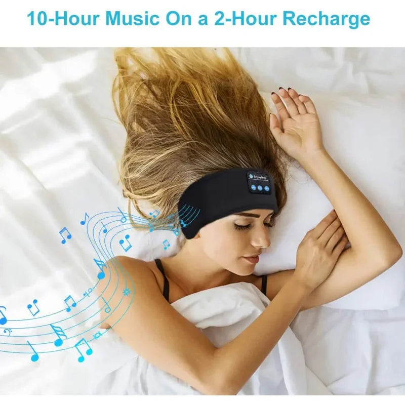 Bluetooth Sleeping Headphones Headband – Thin Soft Wireless Music Eye Mask for Side Sleepers