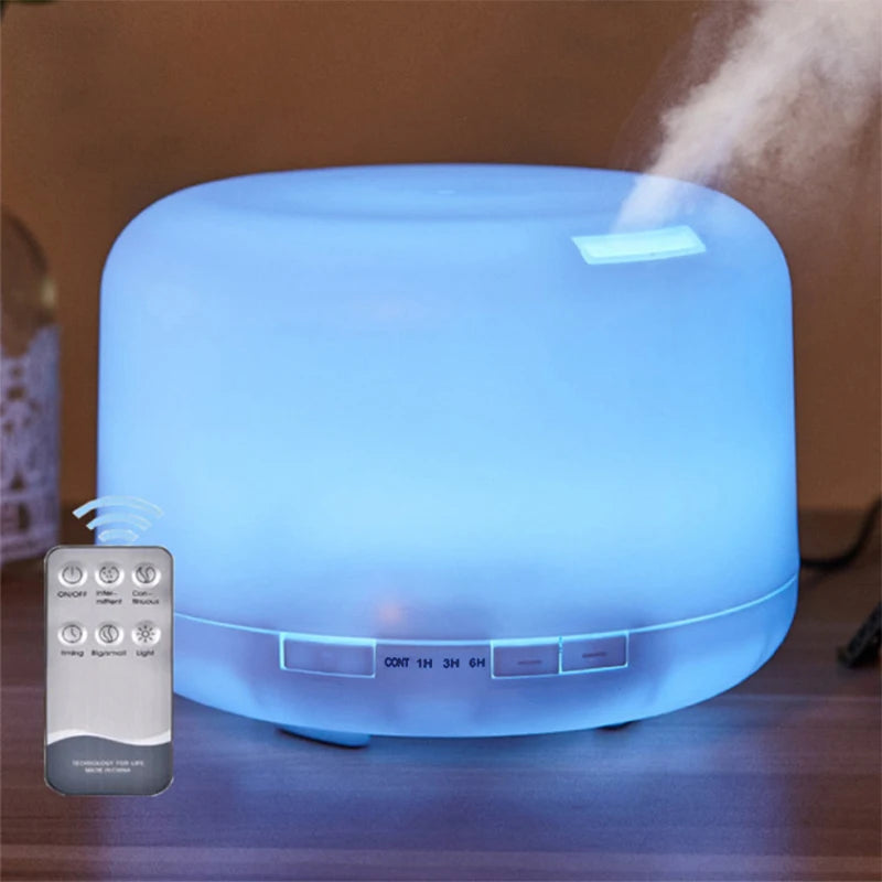 500ml Ultrasonic Aroma Diffuser – Remote Control, LED Night Lights & Essential Oil Humidifier