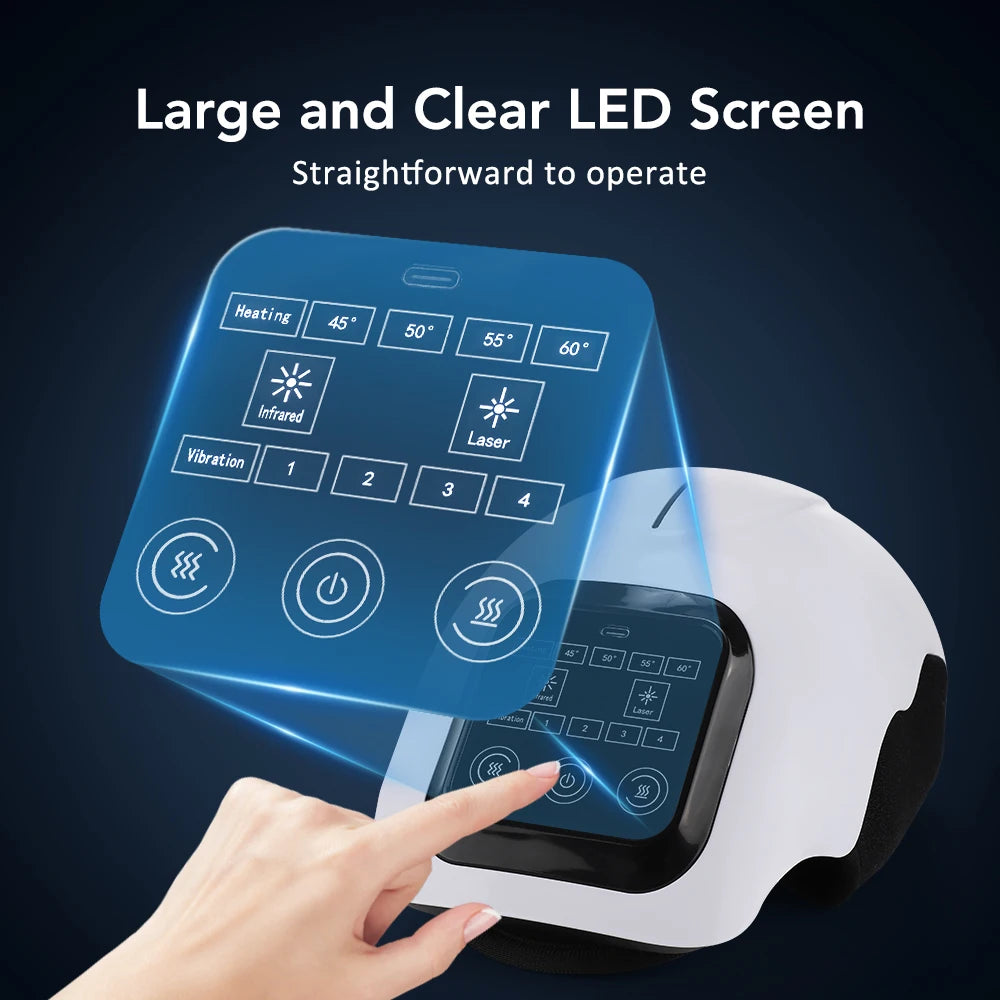 Cordless Knee Massager with Red Light & Laser Therapy – 4-Level Heat & Vibration