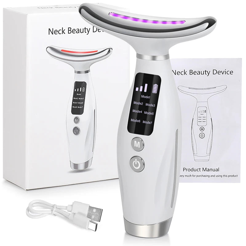 EMS Neck & Face Lifter – 7 Modes LED Photon Therapy for Skin Tightening & Double Chin Removal