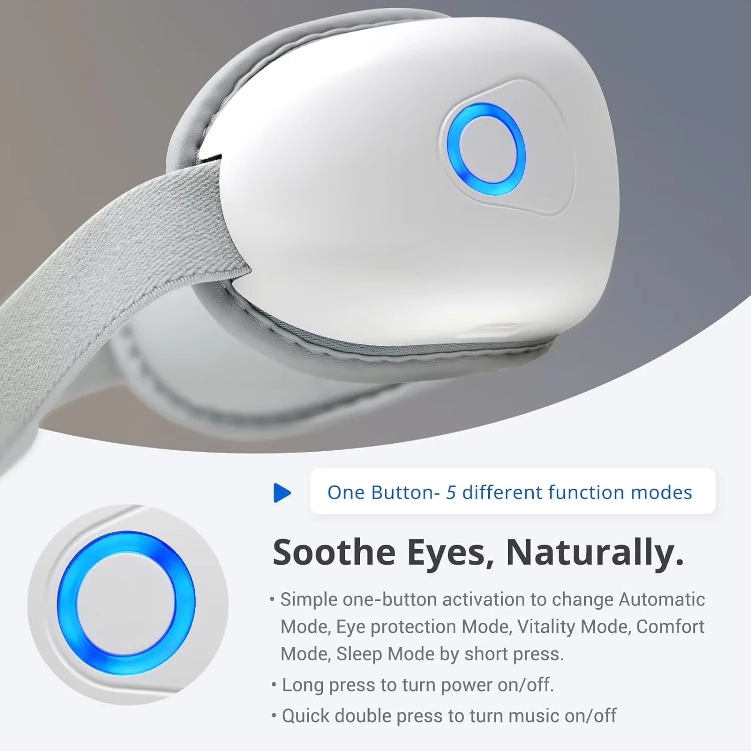 Folding Eye Massager with Bluetooth Music & Airbag Compression – Eye Strain, Dry Eye & Sleep Gift