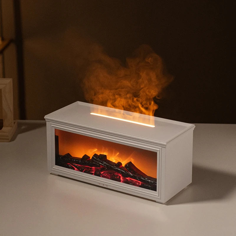 Mini Fireplace Aromatherapy Diffuser – 7-Colour Flame Essential Oil Humidifier