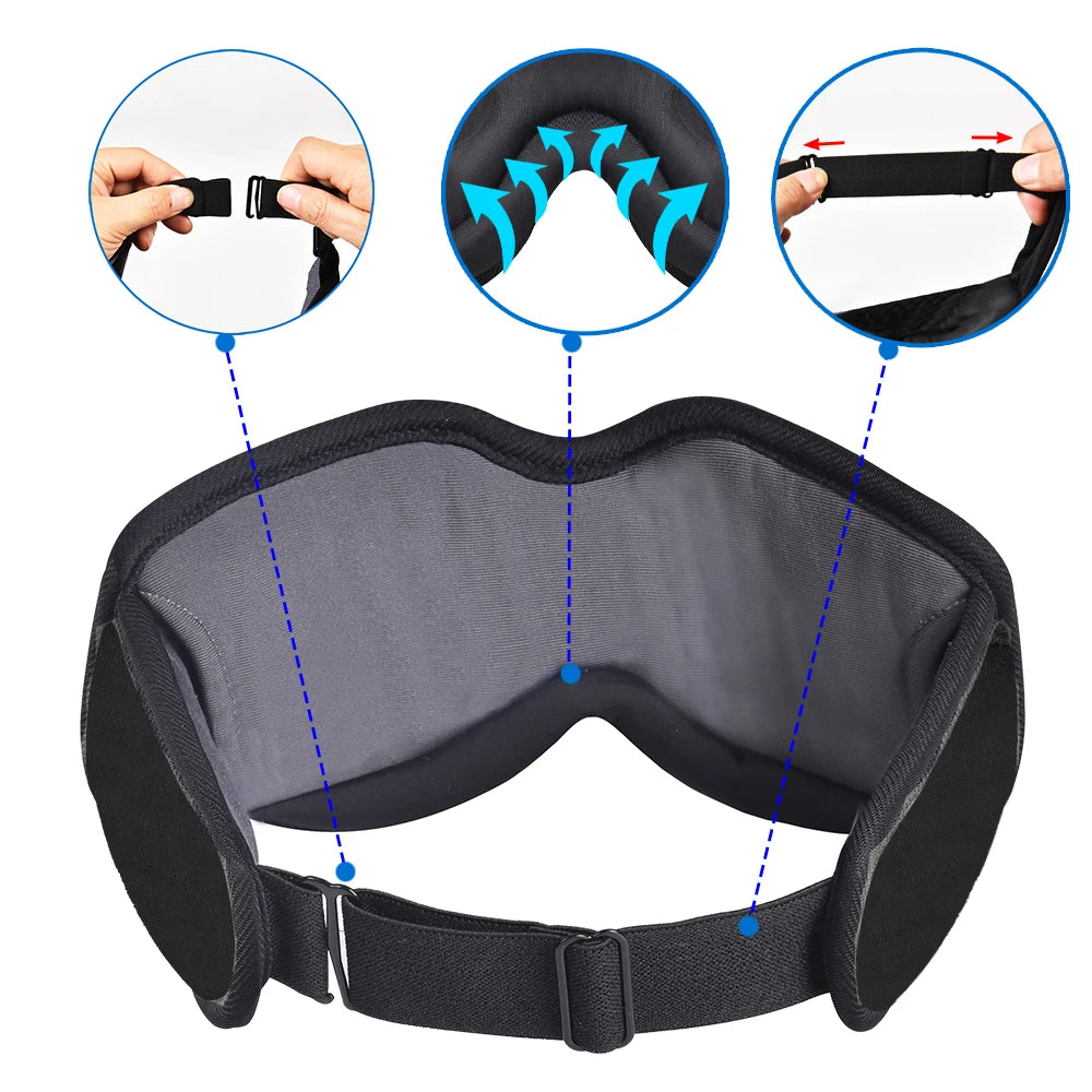 Bluetooth 5.2 Sleep Headphones Eye Mask – Cooling Eye Shade with Ultra-Thin Speakers for Travel & Sleep