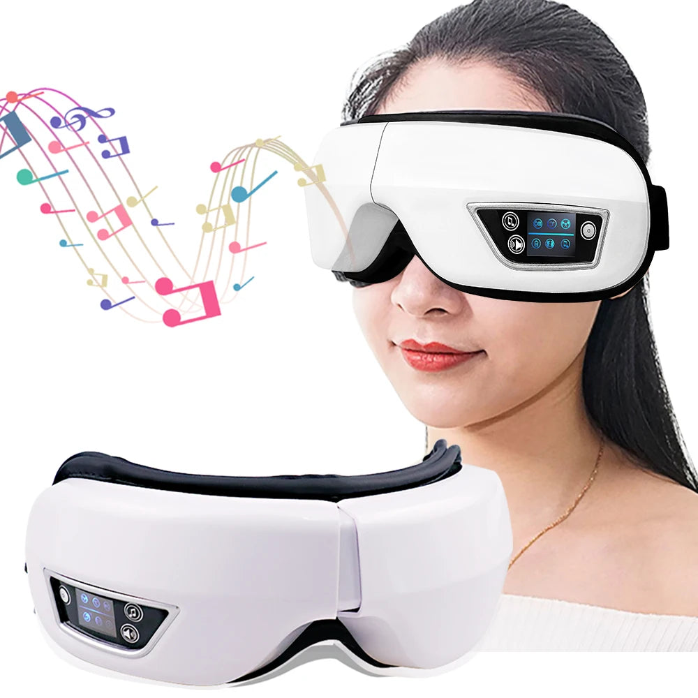 Electric 6D Smart Eye Massager – Airbag Compression, Vibration & Bluetooth Sleep Mask