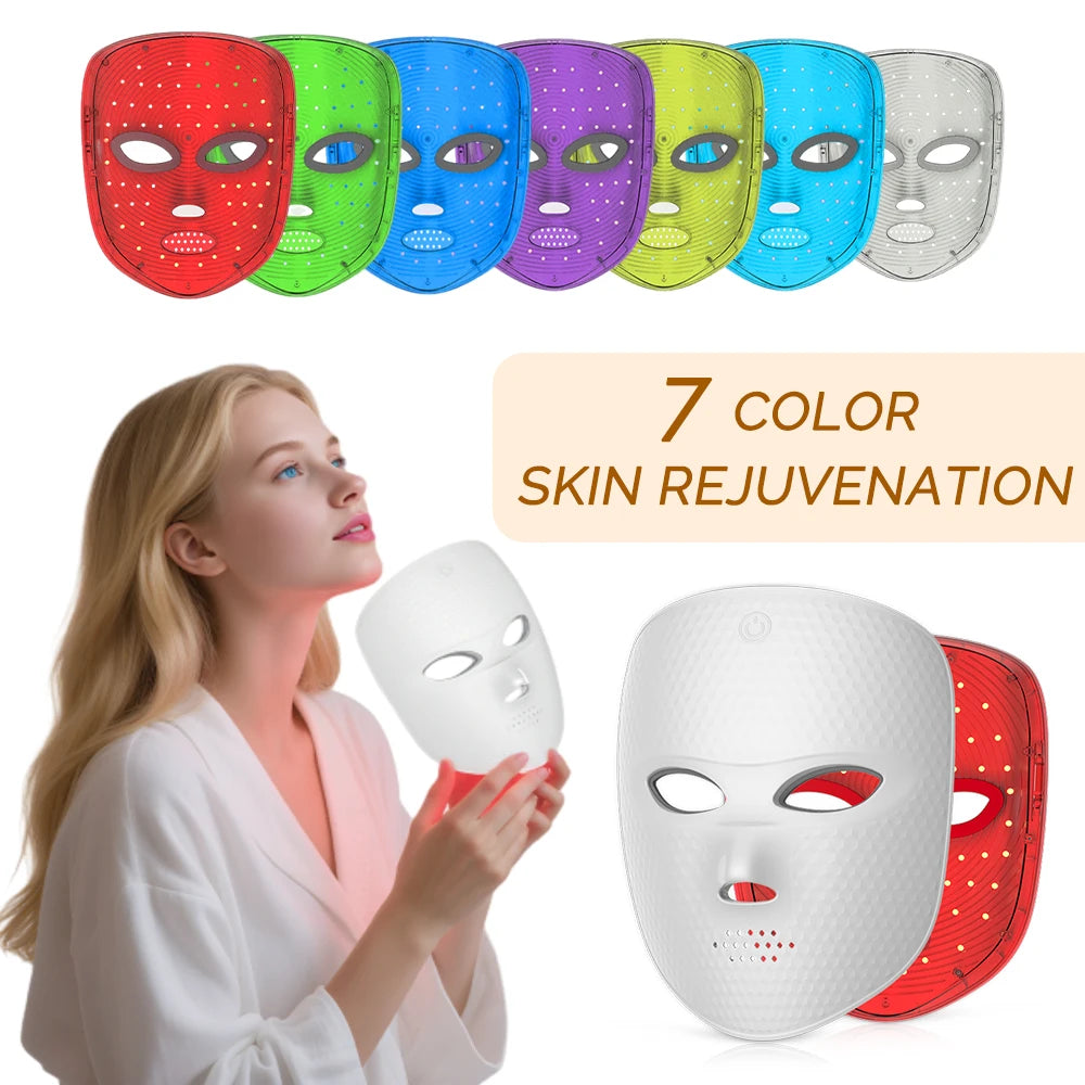 7-Colour LED Photon Face Mask – Wireless Skin Rejuvenation, Wrinkle Removal & Whitening