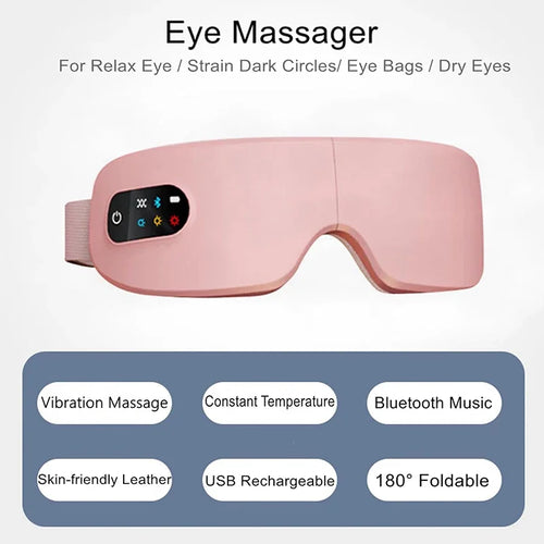 4D Smart Eye Massager – Airbag Vibration, Hot Compress & Bluetooth for Eye Care & Anti-Wrinkle