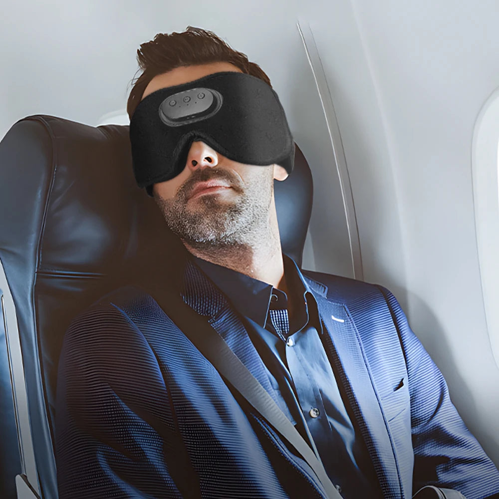 Bluetooth 5.2 Sleep Headphones Eye Mask – Cooling Eye Shade with Ultra-Thin Speakers for Travel & Sleep