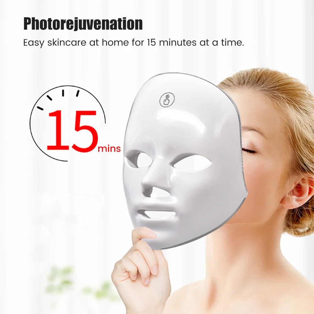 Rechargeable 7-Colour LED Facial Mask – Photon Skin Rejuvenation, Lifting & Whitening