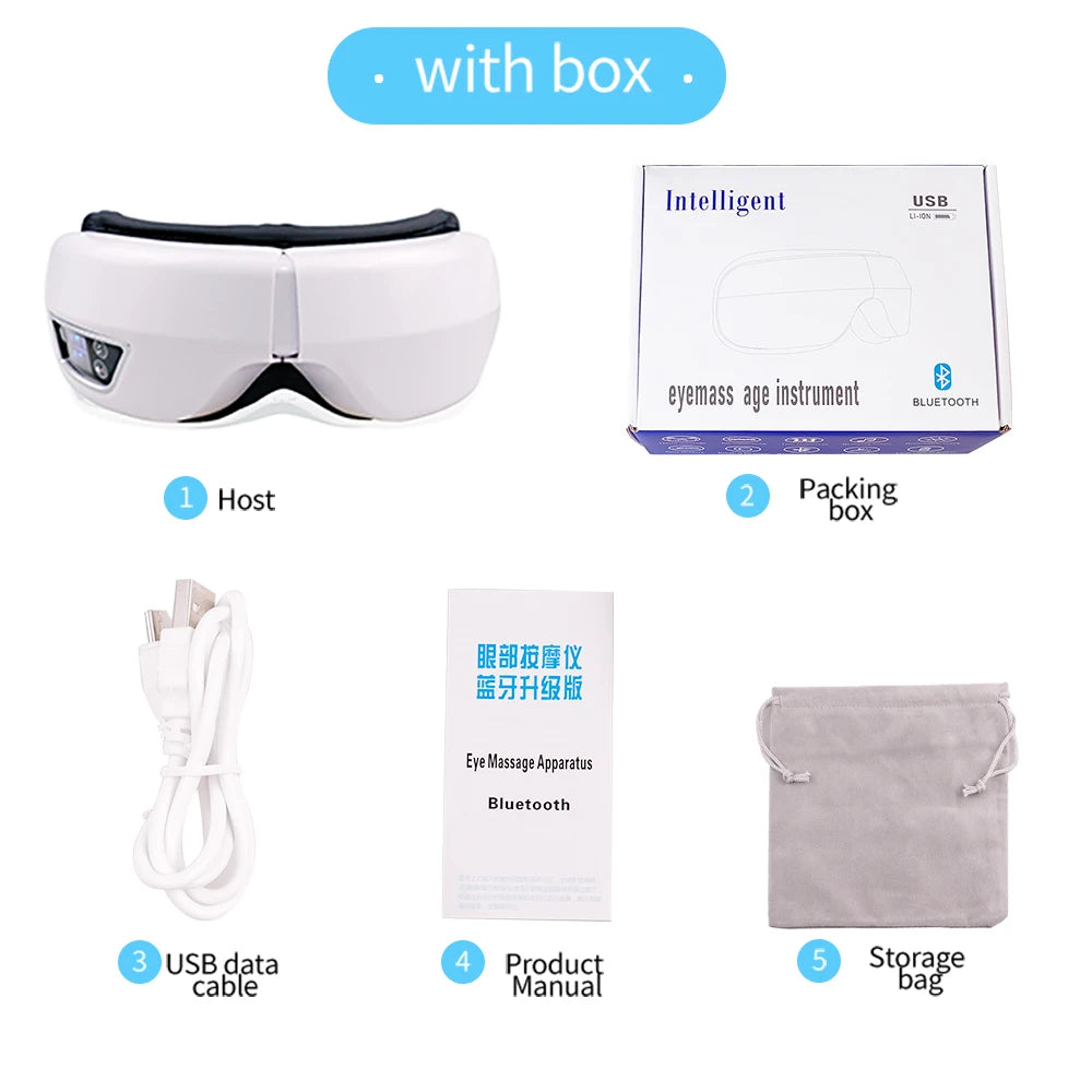 Electric 6D Smart Eye Massager – Airbag Compression, Vibration & Bluetooth Sleep Mask