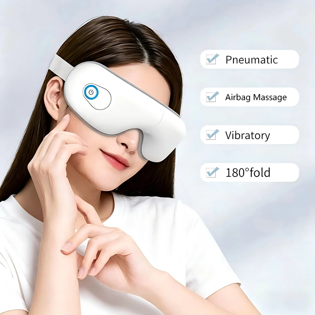 Folding Eye Massager with Bluetooth Music & Airbag Compression – Eye Strain, Dry Eye & Sleep Gift