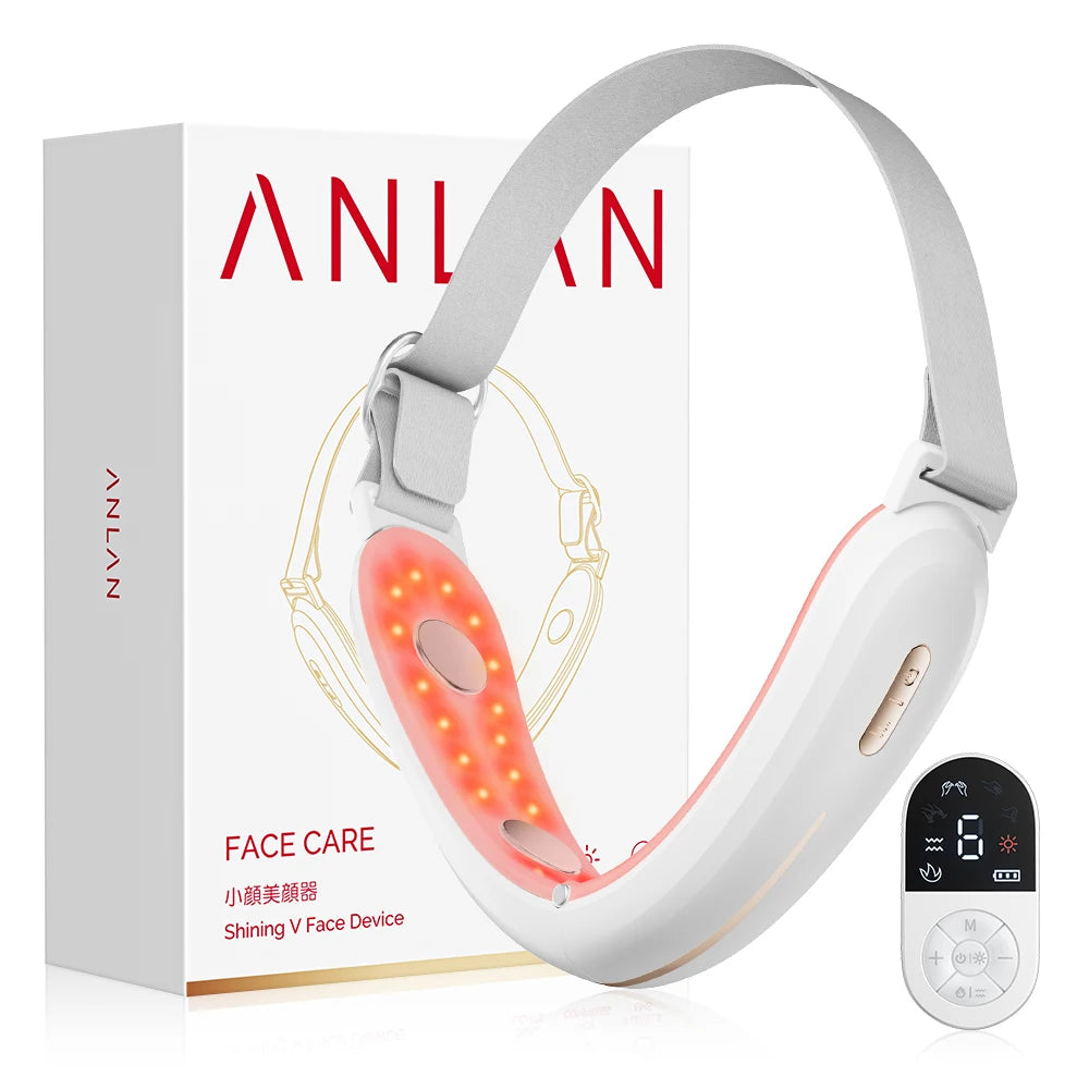 ANLAN V-Face Lifting Device – 4-Pole EMS Double Chin Removal with Red & Blue Light