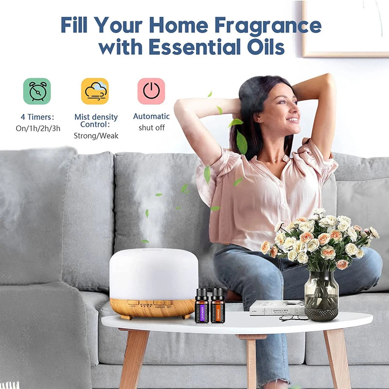 Mini Wood Grain USB Aroma Diffuser – Essential Oil Humidifier with Colourful Night Lights