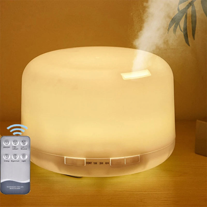 500ml Ultrasonic Aroma Diffuser – Remote Control & LED Night Lights Essential Oil Humidifier
